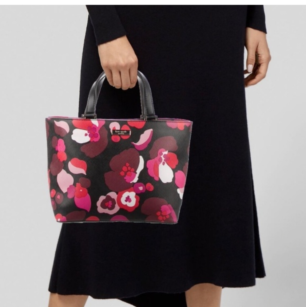 Kate Spade Floral Black and Pink Satchel